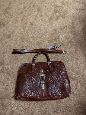 American West Leather Floral tooled bag